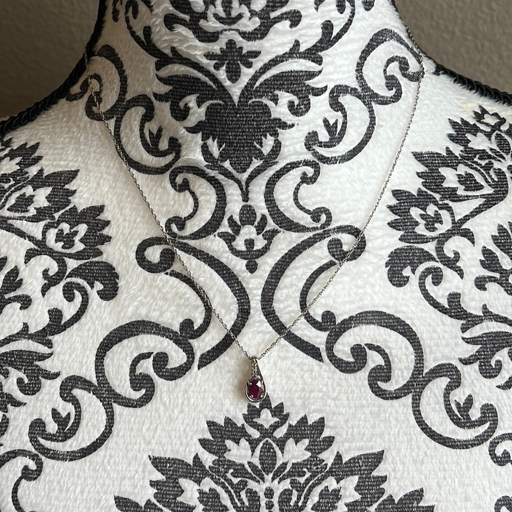Sterling Silver Garnet & Diamond Necklace